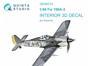 Quinta Studio QD48314 Fw 190A-3 3D-Printed & coloured Interior on decal paper (Tamiya) 1/48