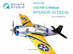 Quinta Studio QD32186 F4F-3 Wildcat 3D-Printed coloured Interior on decal paper (Trumpeter) 1/32