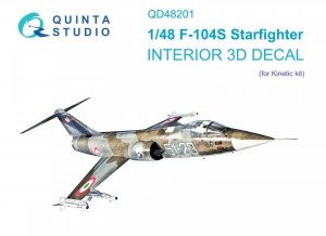 Quinta Studio QD48201 F-104S 3D-Printed & coloured Interior on decal paper (Kinetic) 1/48