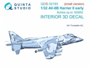 Quinta Studio QDS32193 AV-8B Harrier II early 3D-Printed & coloured Interior on decal paper (Trumpeter) (small) 1/32