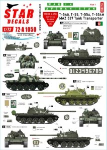 Star Decals 72-A1050 War in Afghanistan # 1. T-54B, T-55, T-55A, T-55AM and MAZ-537 1/72