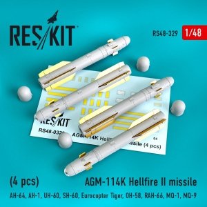 RESKIT RS48-0329 AGM-114K HELLFIRE II MISSILES (4 PCS) 1/48
