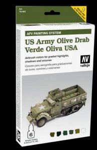 Vallejo 78402 US Army Olive Drab AFV Painting System 6 x 8 ml