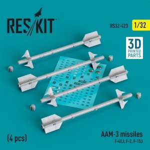 RESKIT RS32-0423 AAM-3 missiles (4 pcs) (3D Printed) 1/32