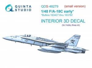 Quinta Studio QDS48279 F/A-18C early 3D-Printed & coloured Interior on decal paper (HobbyBoss)(Small version) 1/48