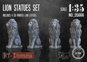RT-Diorama 35666 Lion Statues Set (4pcs.) 1/35