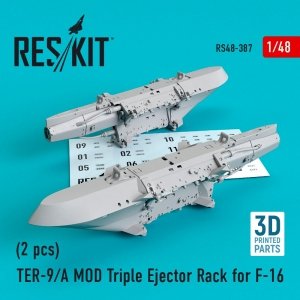 RESKIT RS48-0387 TER-9/A MOD TRIPLE EJECTOR RACK FOR F-16 (2 PCS) (3D PRINTING) 1/48