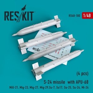 RESKIT RS48-0180 S-24 missile with APU-68 (4 pcs) 1/48