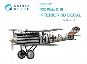 Quinta Studio QD32112 Pfalz D.III 3D-Printed & coloured Interior on decal paper ( Roden ) 1/32