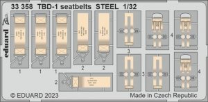 Eduard 33358 TBD-1 seatbelts STEEL 1/32