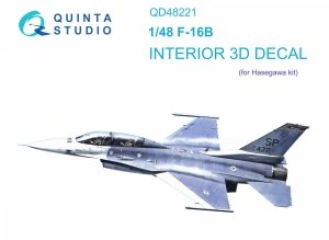 Quinta Studio QD48221 F-16B 3D-Printed & coloured Interior on decal paper (Hasegawa) 1/48