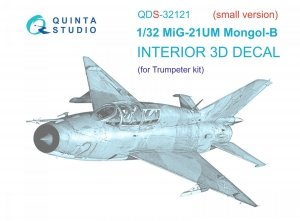 Quinta Studio QDS32121 MiG-21UM 3D-Printed & coloured Interior on decal paper (Trumpeter) (Small version) 1/32