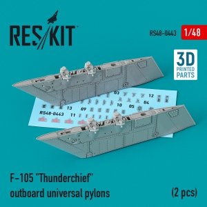 RESKIT RS48-0443 F-105 THUNDERCHIEF OUTBOARD UNIVERSAL PYLONS (2 PCS) (3D PRINTED) 1/48
