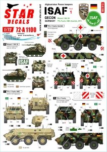 Star Decals 72-A1100 ISAF-Afghanistan # 1. GECON - Peacekeepers from Germany. Wiesel I MK 20, Fuchs APC, Fuchs NBC, Fuchs Sanität vehicle. 1/72
