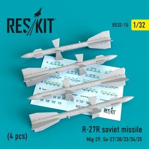 RESKIT RS32-0015 R-27R SOVIET MISSILES (4 PCS) 1/32