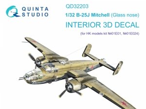 Quinta Studio QD32203 B-25J Mitchell Glass nose 3D-Printed & coloured Interior on decal paper (HK models) 1/32