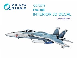 Quinta Studio QD72078 F/A-18E 3D-Printed & coloured Interior on decal paper (Academy) 1/72