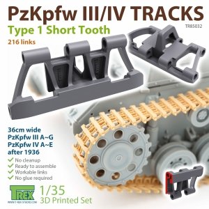 T-Rex Studio TR85032 PzKpfw III/IV Tracks Type 1 Short Tooth 1/35
