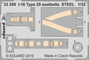Eduard 33209 I-16 Type 29 seatbelts STEEL ICM 1/32