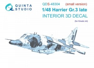 Quinta Studio QDS48304 Harrier Gr.3 late 3D-Printed & coloured Interior on decal paper (Kinetic) (Small version) 1/48