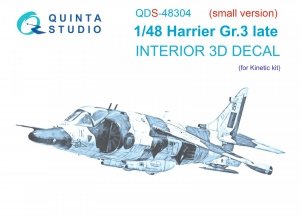 Quinta Studio QDS-48304 Harrier Gr.3 late 3D-Printed & coloured Interior on decal paper (Kinetic) (Small version) 1/48