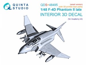 Quinta Studio QDS+48495 F-4D late Phantom II 3D-Printed & coloured Interior on decal paper (Academy) (Small version) (with 3D-printed resin parts) 1/48