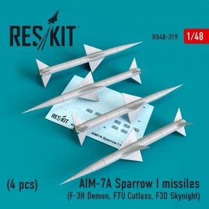 RESKIT RS48-0319 AIM-7A SPARROW I MISSILES (4PCS) 1/48