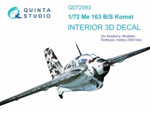 Quinta Studio QD72083 Me 163 3D-Printed & coloured Interior on decal paper (Academy) 1/72
