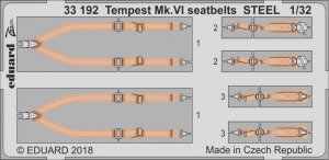 Eduard 33192 Tempest Mk. VI seatbelts STEEL SPECIAL HOBBY 1/32