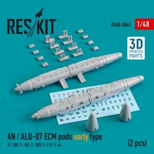 RESKIT RS48-0441 AN / ALQ-87 ECM PODS EARLY TYPE (2 PCS) (3D PRINTED) 1/48