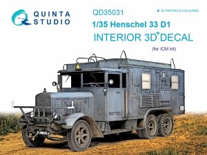 Quinta Studio QD35031 Henschel 33 D1 3D-Printed & coloured Interior on decal paper (for ICM kit) 1/35