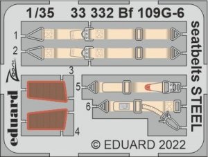 Eduard 33332 Bf 109G-6 seatbelts STEEL BORDER MODEL 1/35