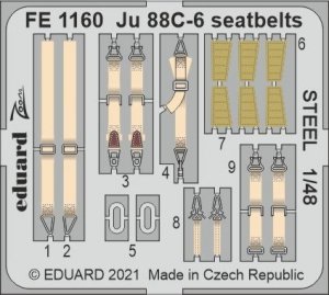 Eduard FE1160 Ju 88C-6 seatbelts STEEL for ICM 1/48