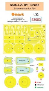 Omask 53003 Saab J-29 B/F Tunnan 2 side masks (for Fly) 1/32