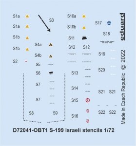 Eduard D72041 S-199 Israeli stencils Eduard 1/72