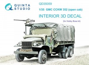 Quinta Studio QD35059 GMC CCKW 352 Open Cab 3D-Printed & coloured Interior on decal paper (HobbyBoss) 1/35