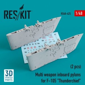 RESKIT RS48-0425 MULTI WEAPON INBOARD PYLONS FOR F-105 THUNDERCHIEF (2 PCS) (3D PRINTED) 1/48