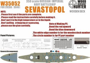 Wood Hunter W35052 Wood deck Imperial Russian Sevastopol for Zveda 9040 1/350