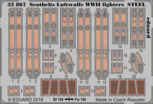 Eduard 32867 Seatbelts Luftwaffe WWII fighters STEEL 1/32 