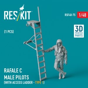 RESKIT RSF48-0075 Rafale C male pilot (with access ladder - type 1) (1 pcs) (3D Printed) 1/48