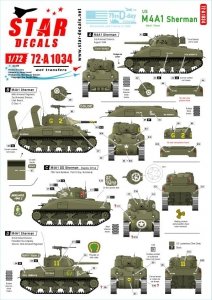 Star Decals 72-A1034 US M4A1 Sherman. 1/72