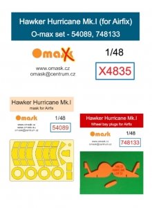 Omask X4835 Hawker Hurricane Mk.I O-Max Set (for Airfix)(masks and EVA wheel bay plugs) 1/48 