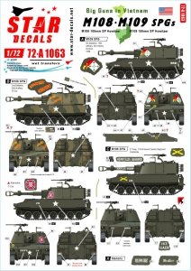 Star Decals 72-A1063 Big Guns in Vietnam. US Army M108 SP Howitzers and M109 155mm 1/72