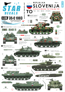 Star Decals 35-C1003 TO (Teritorialna Obramba). M36B2 Jackson. T-55A (polish), T-55A (russian), M-84, BTR-50PK 1/35