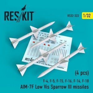 RESKIT RS32-0323 AIM-7F LOW VIS SPARROW III MISSILES (4 PCS) 1/32