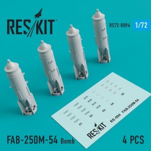 RESKIT RS72-0094 FAB-250М-54 BOMBS (4 PCS) 1/72