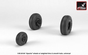 Armory Models AW48330 AH-64 Apache wheels w/ weighted tires, smooth hubs 1/48