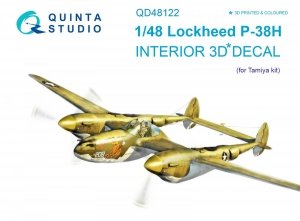 Quinta Studio QD48122 P-38H 3D-Printed & coloured Interior on decal paper (for Tamiya kit) 1/48