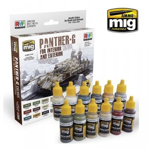 AMMO of Mig Jimenez 7174 PANTHER-G Colors Set for Interior and Exterior Set (12x17ml)