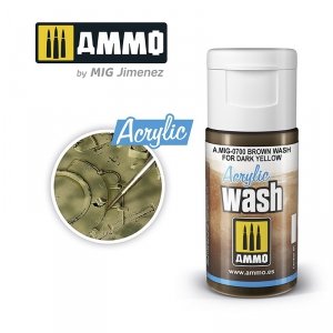  AMMO of Mig Jimenez 0700 ACRYLIC WASH Brown Wash for Dark Yellow 15ml